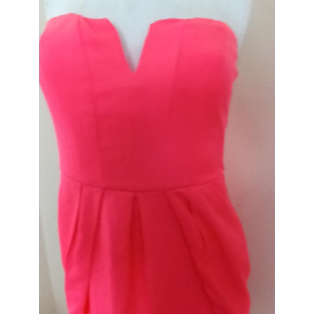 Do + Be Women Mini Dress fluorescent pink strip with planks open skirt size S. - Picture 2 of 12